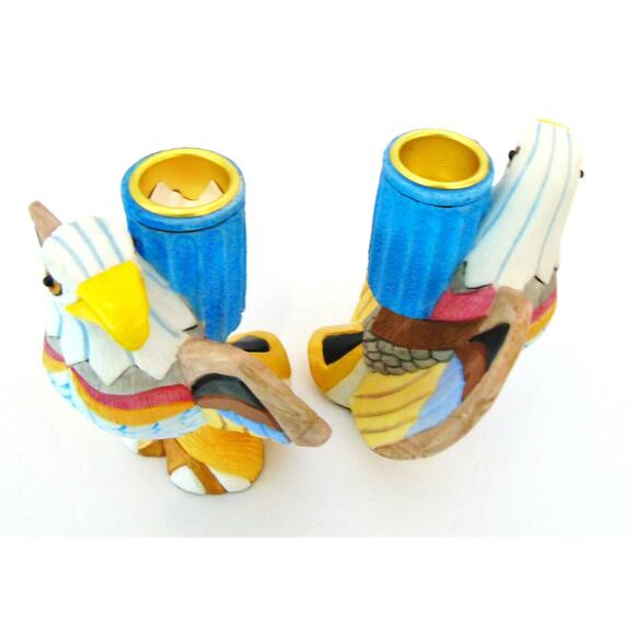 American Bald Eagle Candle Holders Taper Candlestick Set 2 Southwest Birds 4.5"T - Picture 4 of 6